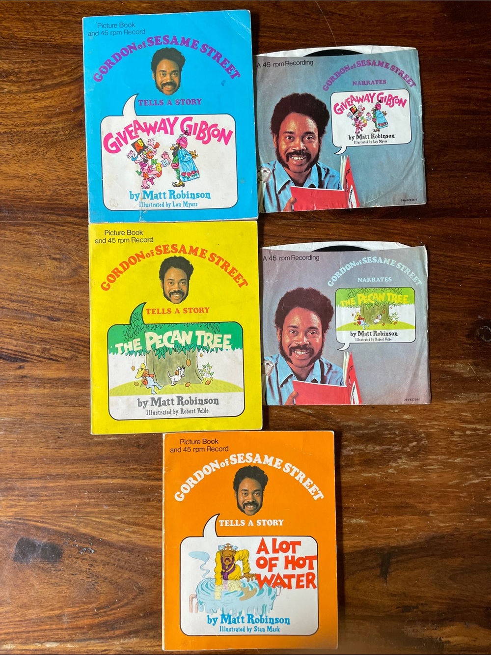 3 Gordon of Sesame Street Tells a Story Softcover Books + 2 records 45rpm